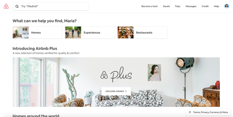 Airbnb's Homepage